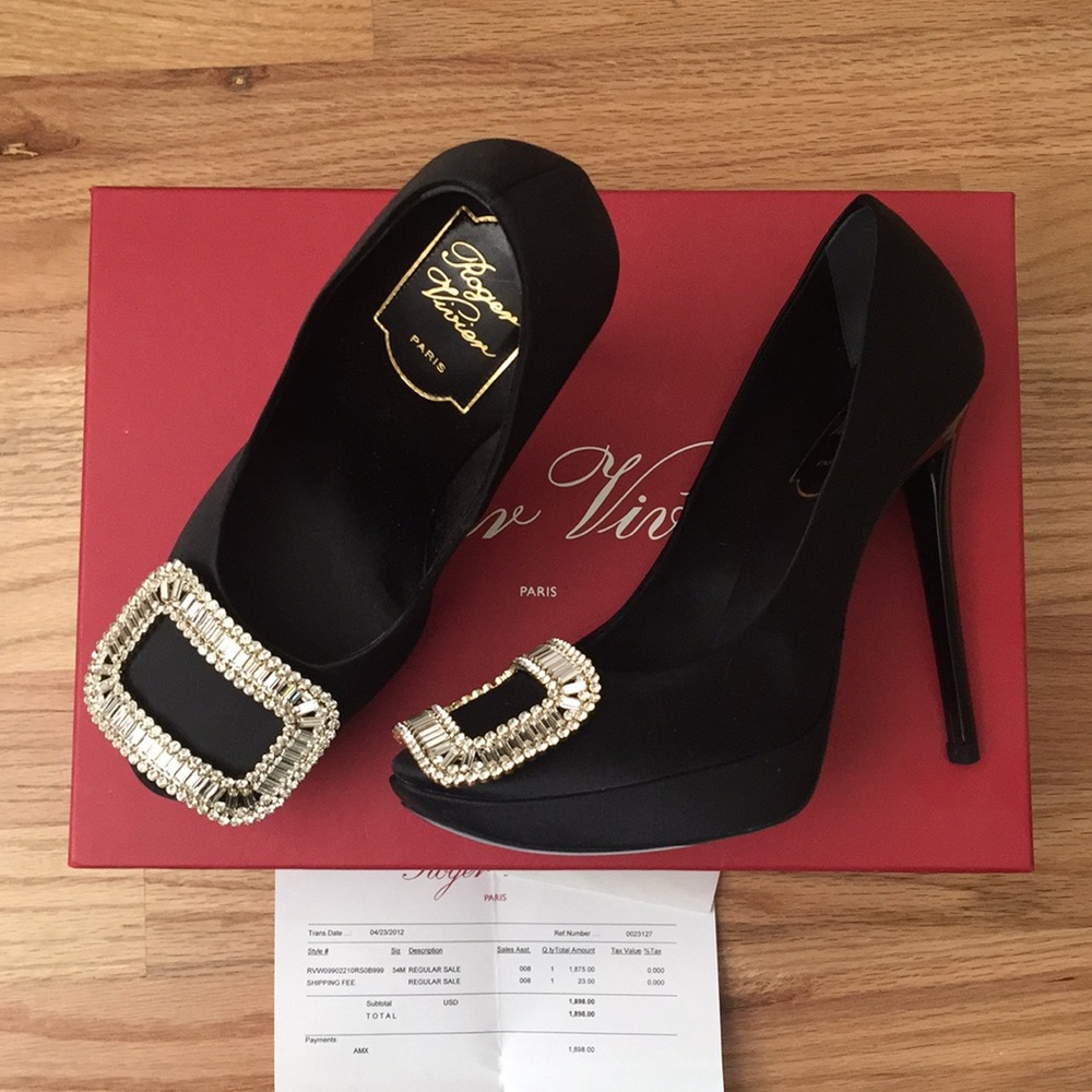 New Black Limelight Satin Crystal-Buckle Pump